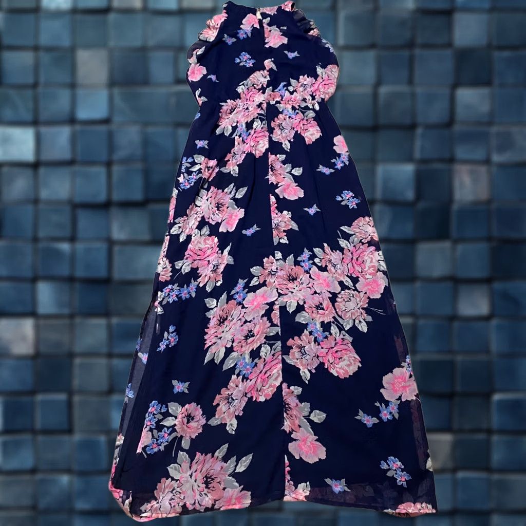 Old Navy Old Navy Womens Dress Maxi Floral Blue Chiffon Sleeveless Ruffle Keyhole Round Neck M Size M / US 6-8 / IT 42-44 - 1 Thumbnail