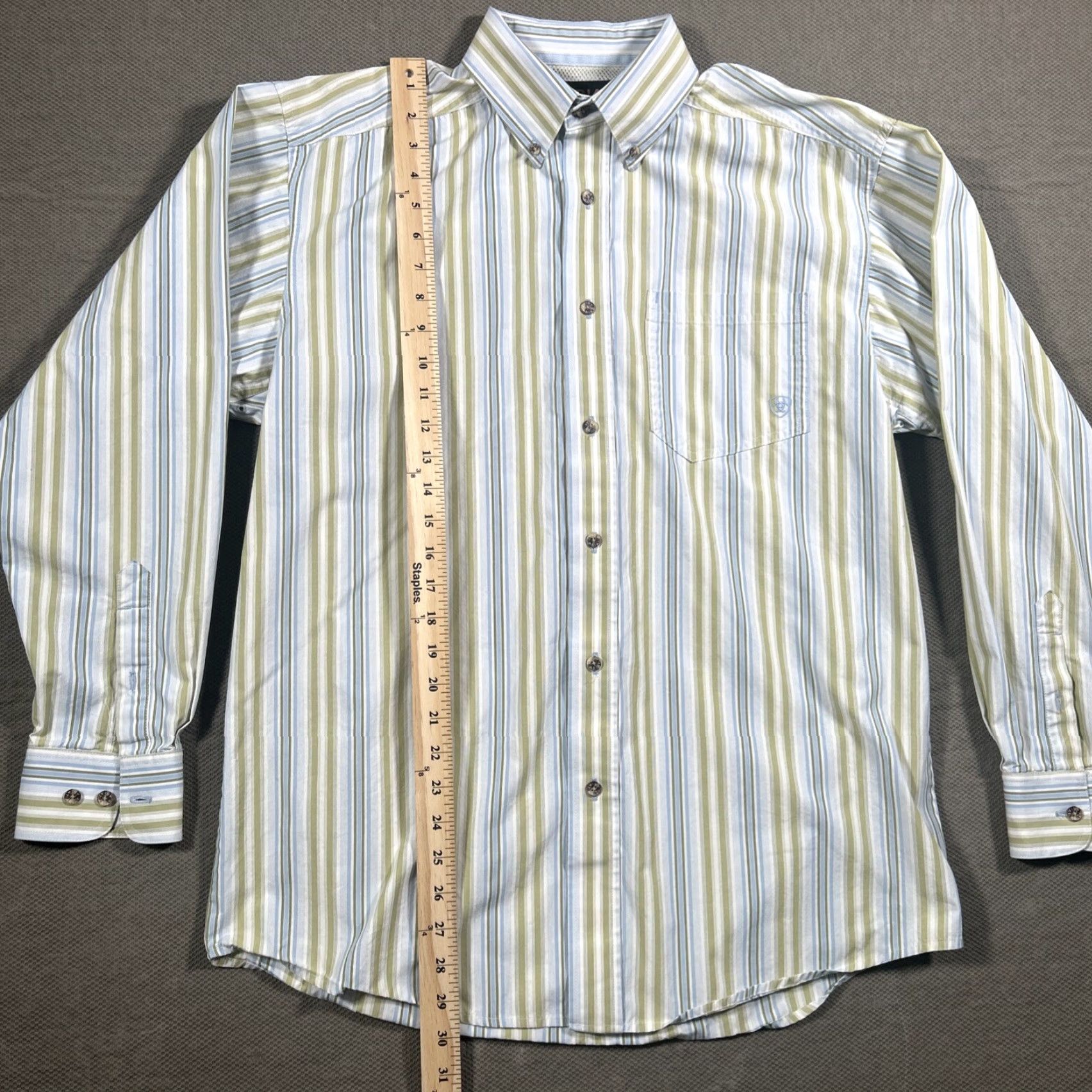 Ariat Ariat Button Down Long Sleeve Shirt Mens M Striped Blue Green Pattern Size US M / EU 48-50 / 2 - 7 Thumbnail