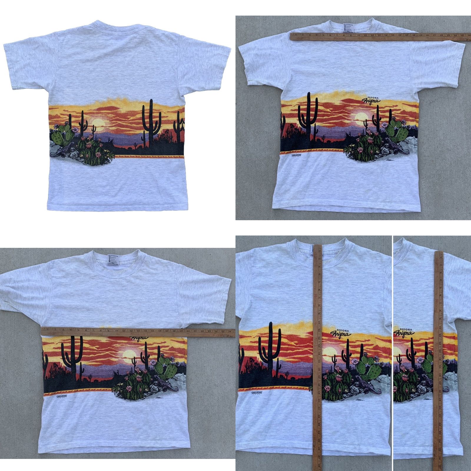 Vintage VINTAGE Oneita T-Shirt Desert Theme Sedona Arizona Gray Cotton Short Sleeve L Men 1980s Graphic Print San Segal 1989 Regular Stitch Size US L / EU 52-54 / 3 - 11 Thumbnail