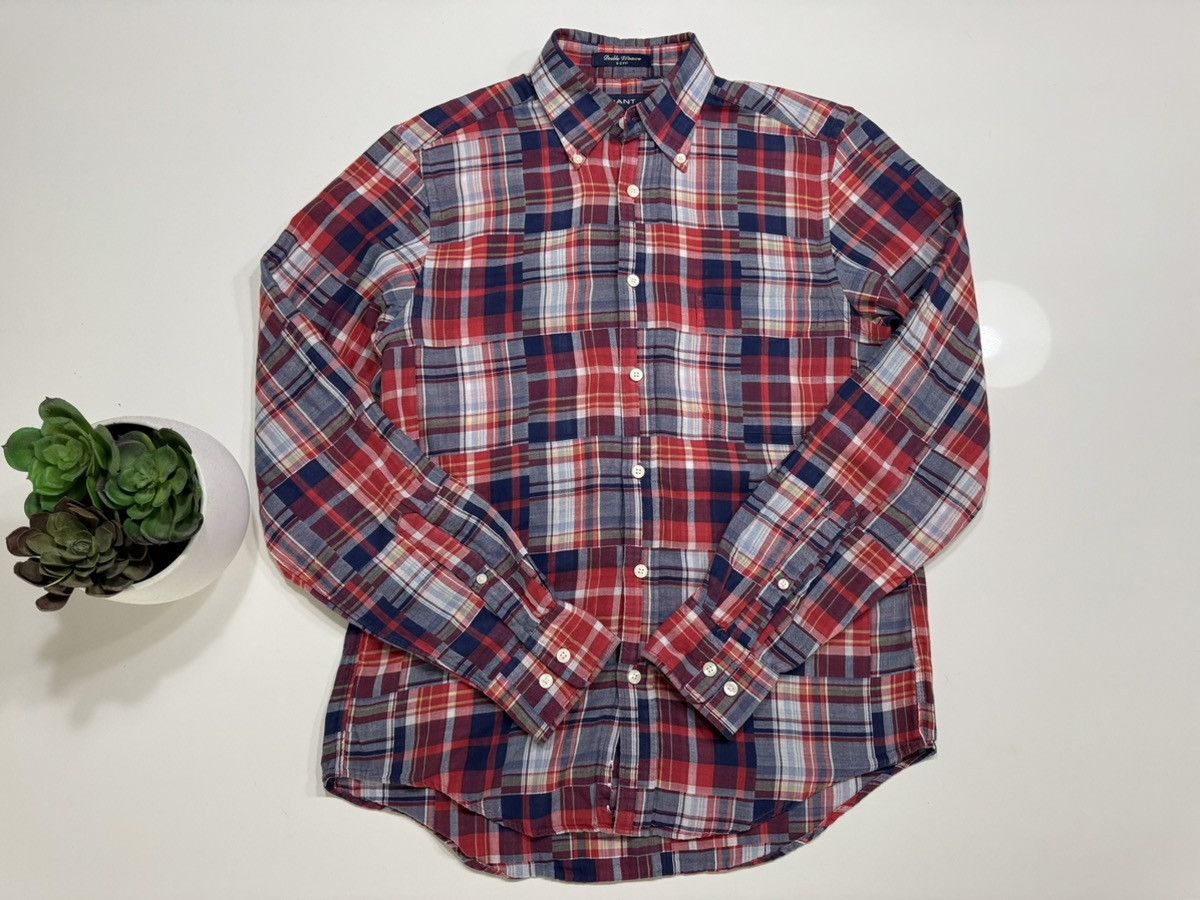 Gant Gant Red & Blue Patchwork Double Weave Shirt - Size S Size US S / EU 44-46 / 1 - 1 Thumbnail