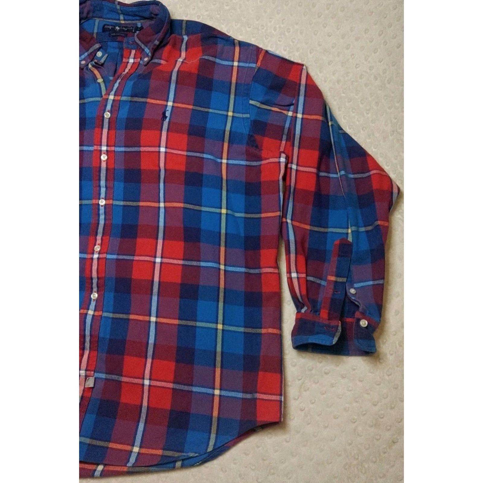 Ralph Lauren Ralph Lauren Flannel Shirt Heavy-Weight 100% Cotton Red/Blue Mens XL Vintage Button-Up Plaid Size US XL / EU 56 / 4 - 2 Thumbnail