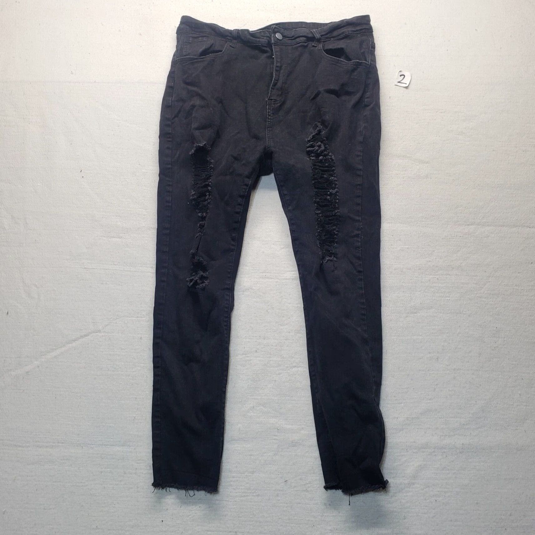 Shein SheIn Jeans Distressed Black Denim Skinny 2XL Women Adult Pants 5-Pocket Style Stretch Size 40" / US 18 - 2 Thumbnail