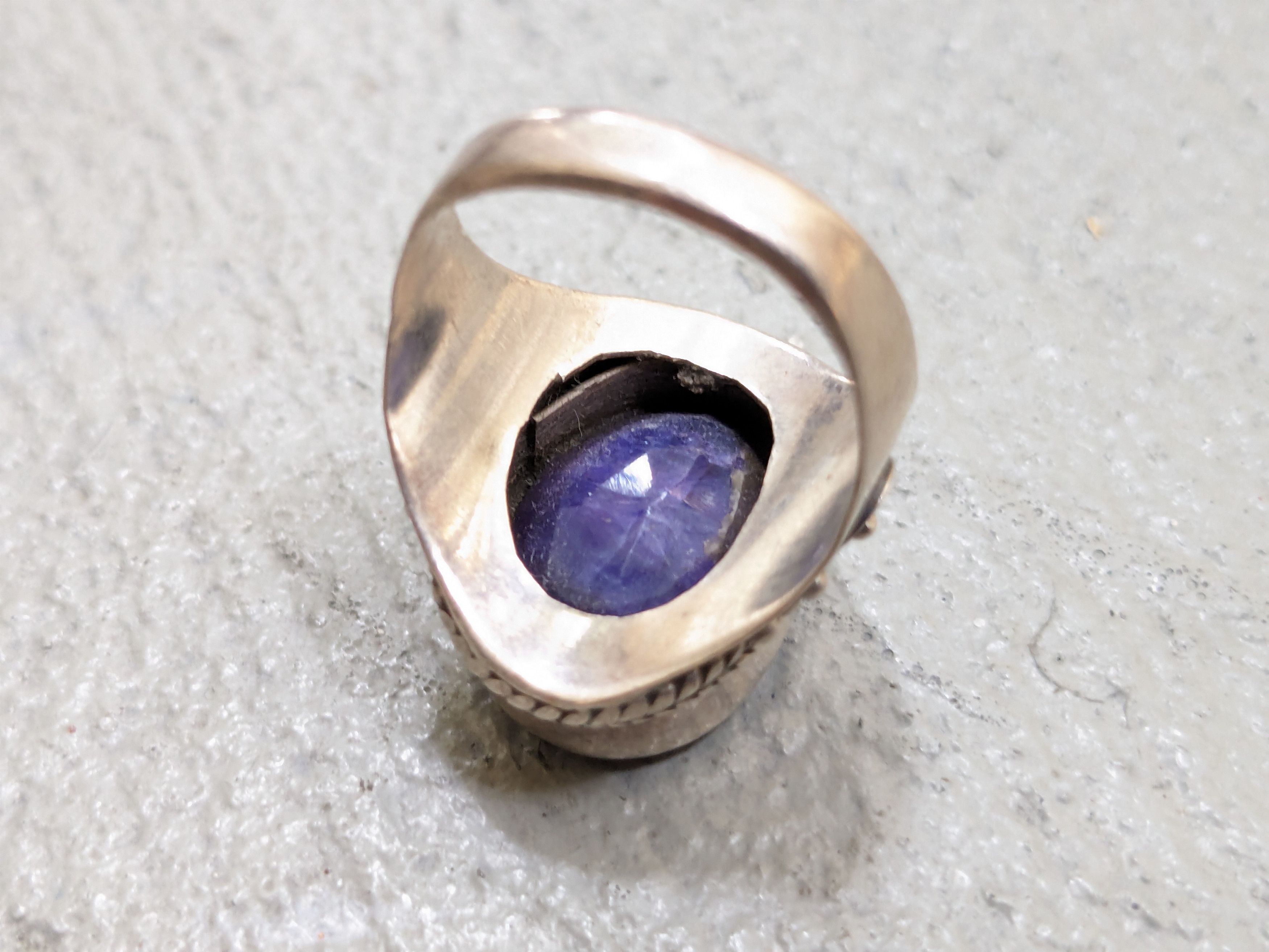 Jewelry Vintage Sterling Silver Ring Blue Quartz 7 Native Tribal Size ONE SIZE - 12 Thumbnail