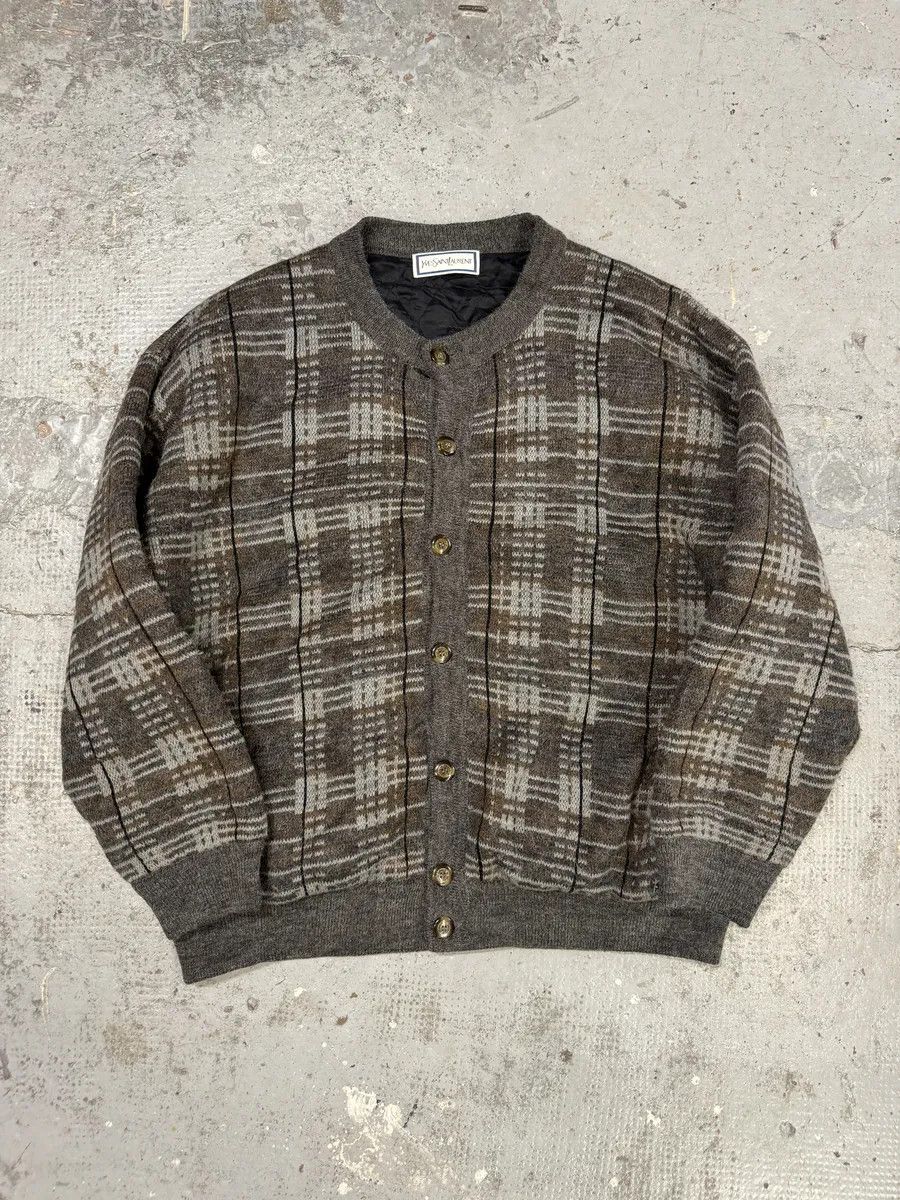 Yves Saint Laurent 1980s Yves Saint Laurent Brown Wool Bomber Cardigan Jacket Size US L / EU 52-54 / 3 - 1 Thumbnail