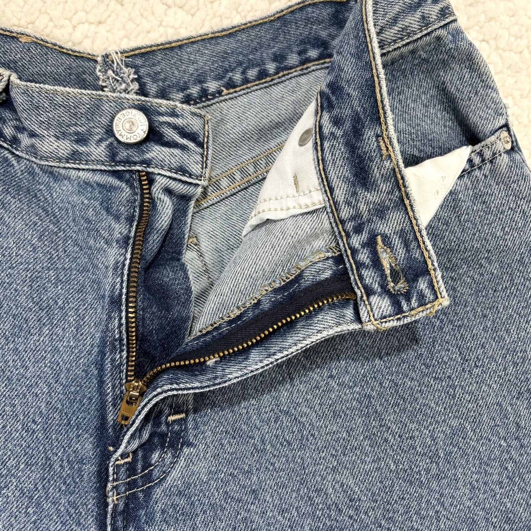 Tommy Hilfiger VINTAGE Tommy Hilfiger Skirt Maxi Denim Blue Front Lace Panel Button Zip Pockets 90s Bohemian 8 Womens Size 30" / US 8 / IT 44 - 5 Thumbnail