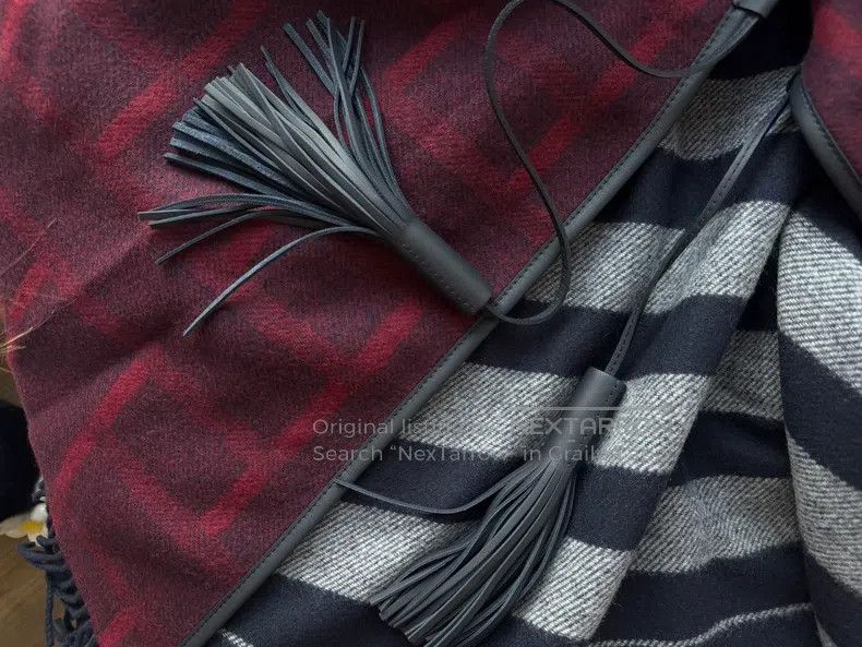 Hermes Hermes Quadrille cloak, double-sided double-color fringed Size ONE SIZE - 9 Thumbnail
