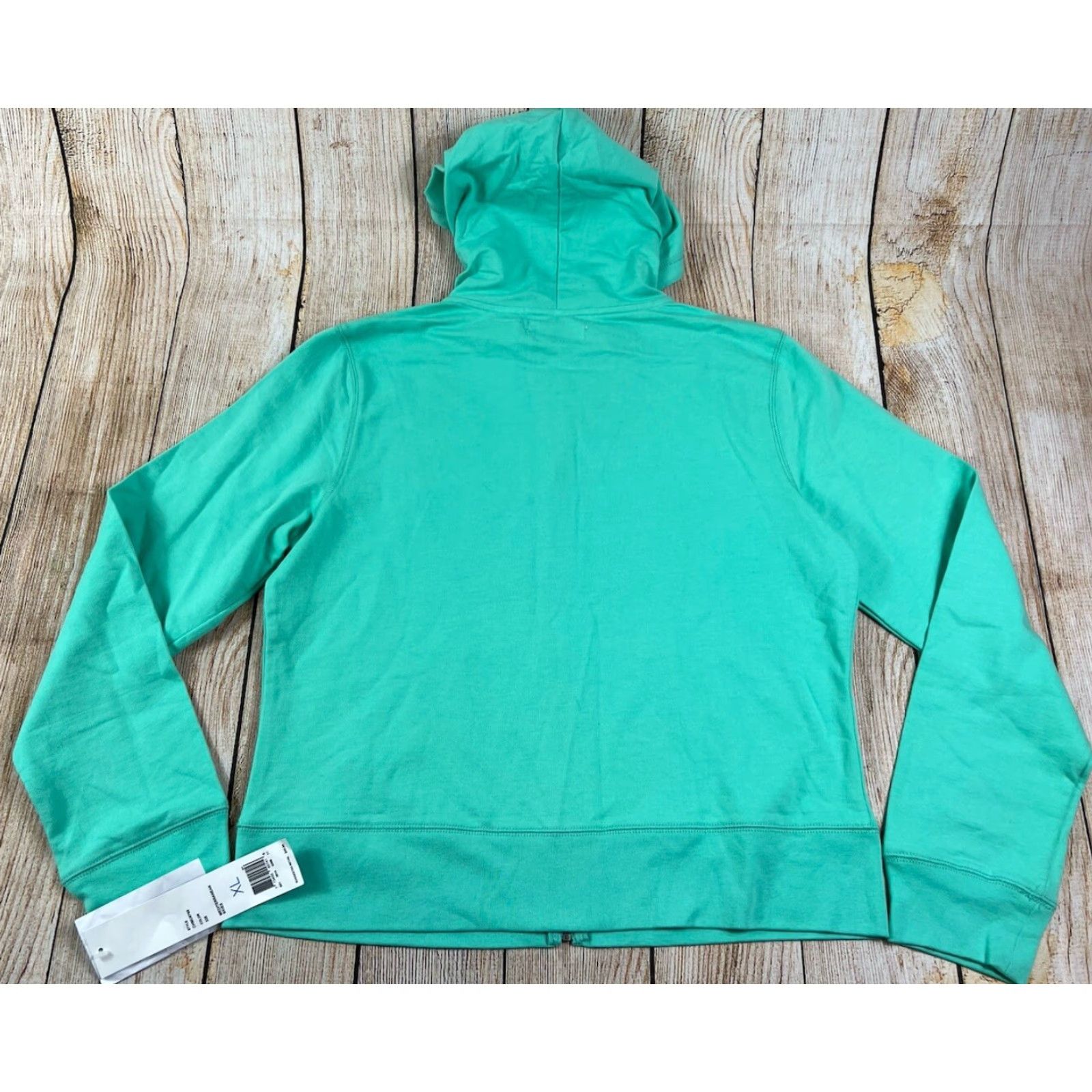 Liz Claiborne NWT Crazy Horse Hooded Jacket Women's XL Mediterranean Sky Flower Green Cotton Zipper Basic Jacket Purse? (Wait) Size XL / US 12-14 / IT 48-50 - 2 Thumbnail