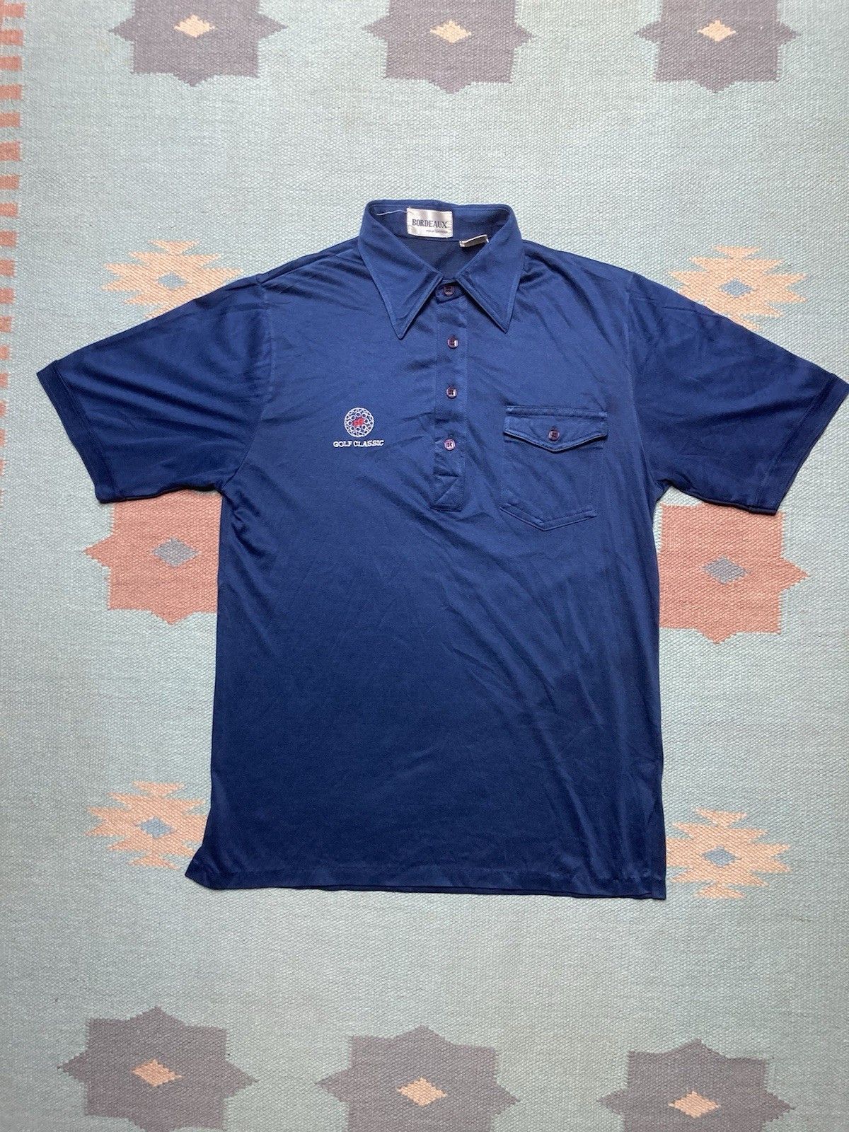 Vintage Vtg 80s polo shirt Bordeaux golf classic navy blue medium Size US M / EU 48-50 / 2 - 1 Thumbnail
