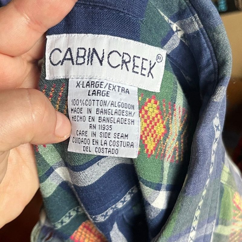 Cabin Creek Vintage 90’s Cabin Creek Blue Green Plaid Casual Shirt XL Size XL / US 12-14 / IT 48-50 - 5 Thumbnail