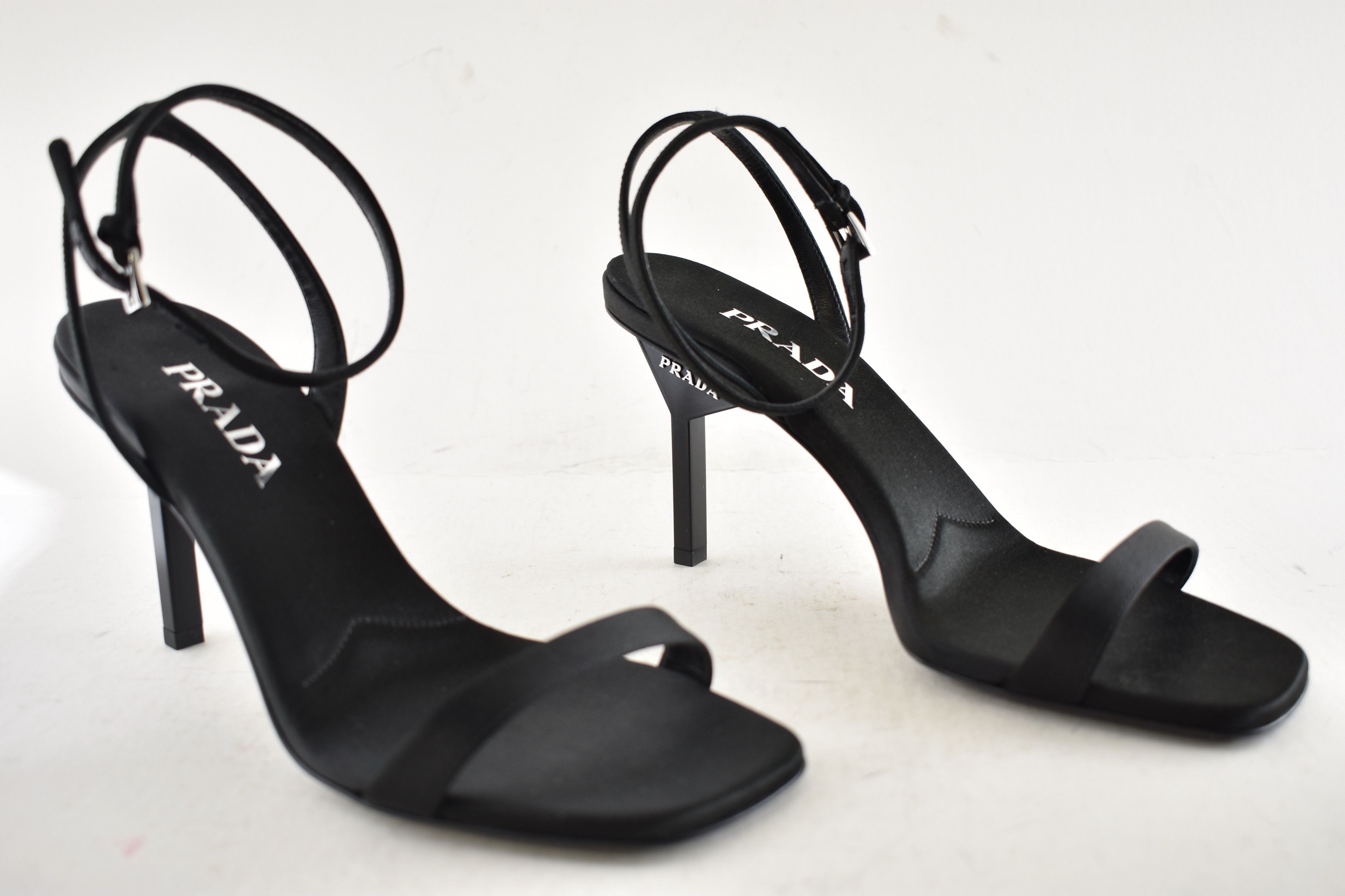 Prada Prada 85mm Satin Geometric Heel Ankle Strap Sandal Pump 39 Size US 9 / IT 39 - 4 Thumbnail