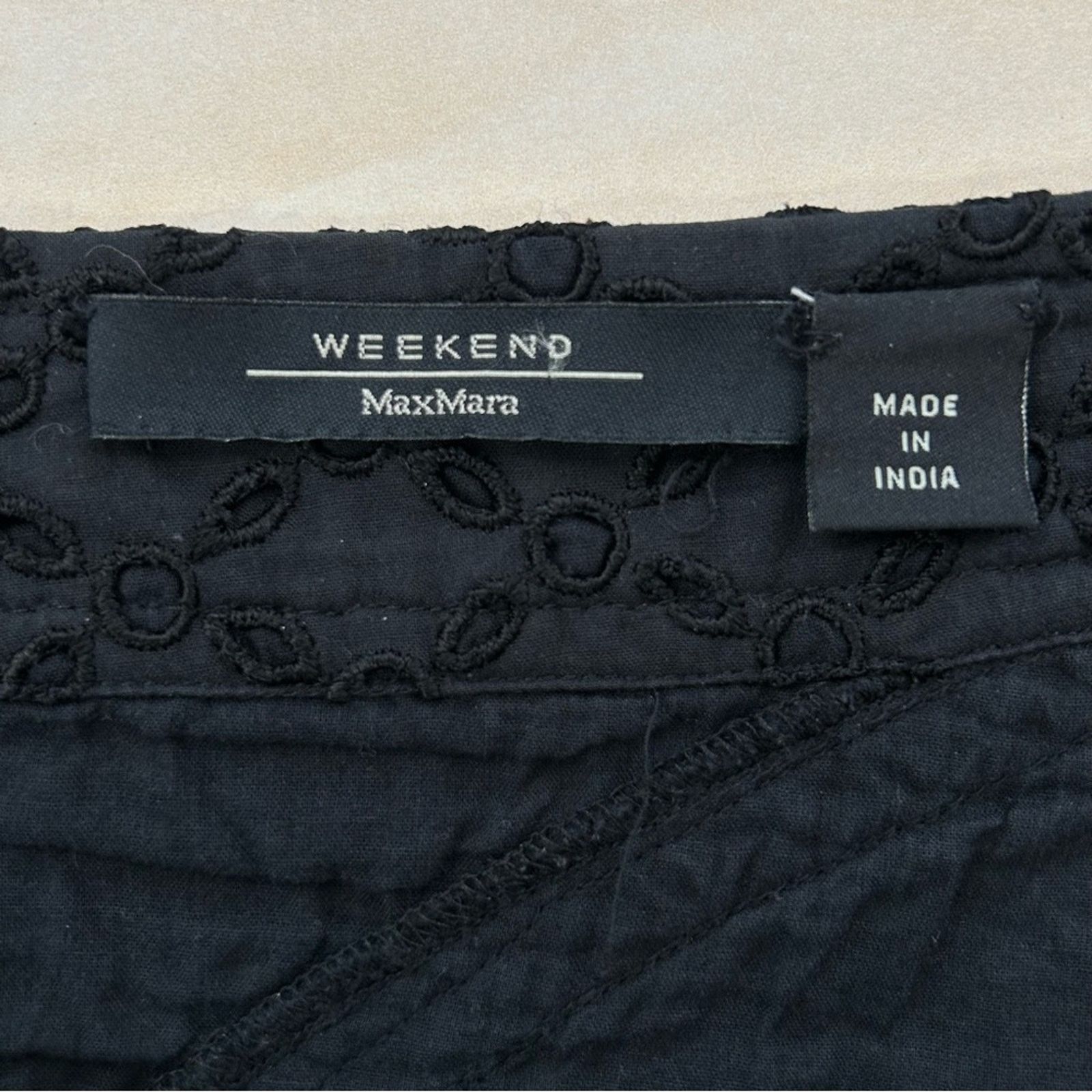 Max Mara Maxmara Weekend Eyelet Ruffle Asymmetric Skirt Size M Black Size 30" / US 8 / IT 44 - 12 Thumbnail