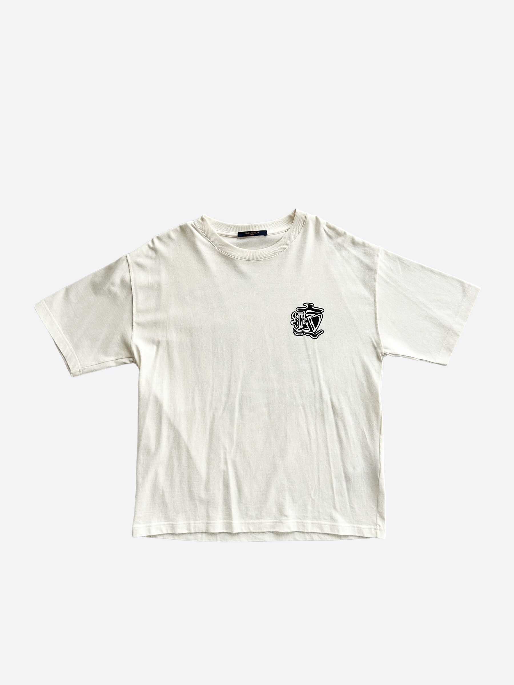 image of Louis Vuitton White Smoke Logo T-Shirt, Men's (Size XL)