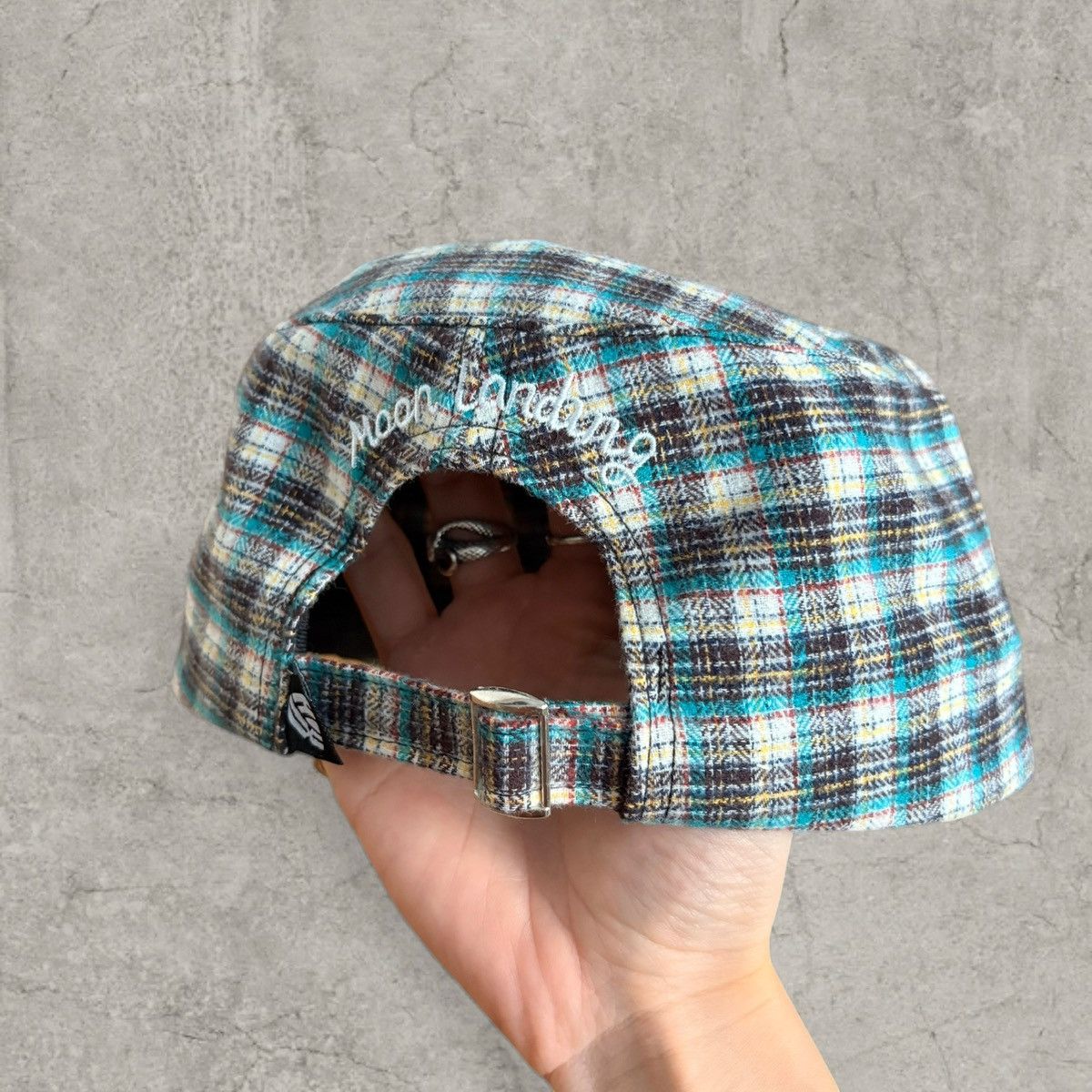 Japanese Brand Cool vintage style flat cap, blue black plaid hat. One size Size ONE SIZE - 3 Thumbnail