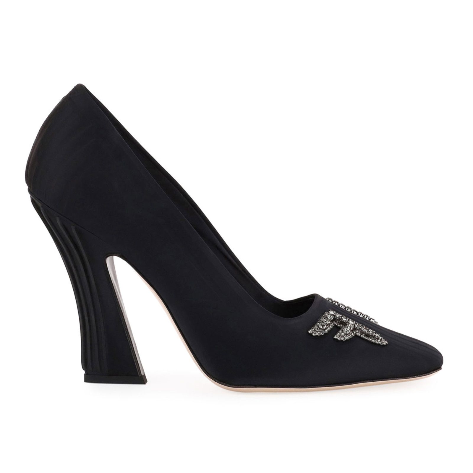 Fendi Fendi Freedom Black Embellished Crystal FF Logo Satin Square Size US 9.5 / IT 39.5 - 1 Thumbnail