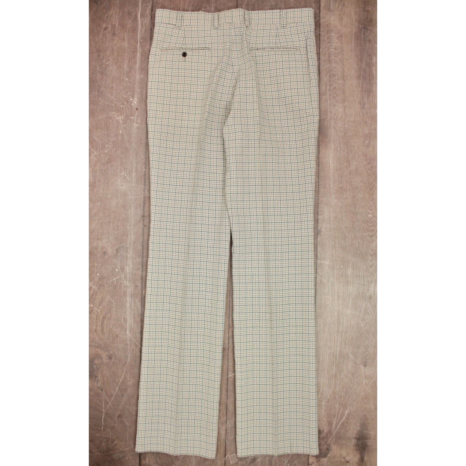 Vintage VINTAGE Men's NOS VTG 1970s White & Green Plaid Golf Pants Sz 36x37.5 70s Polyester Green 36 49" Inseam Golf Mens Size US 36 / EU 52 - 3 Thumbnail