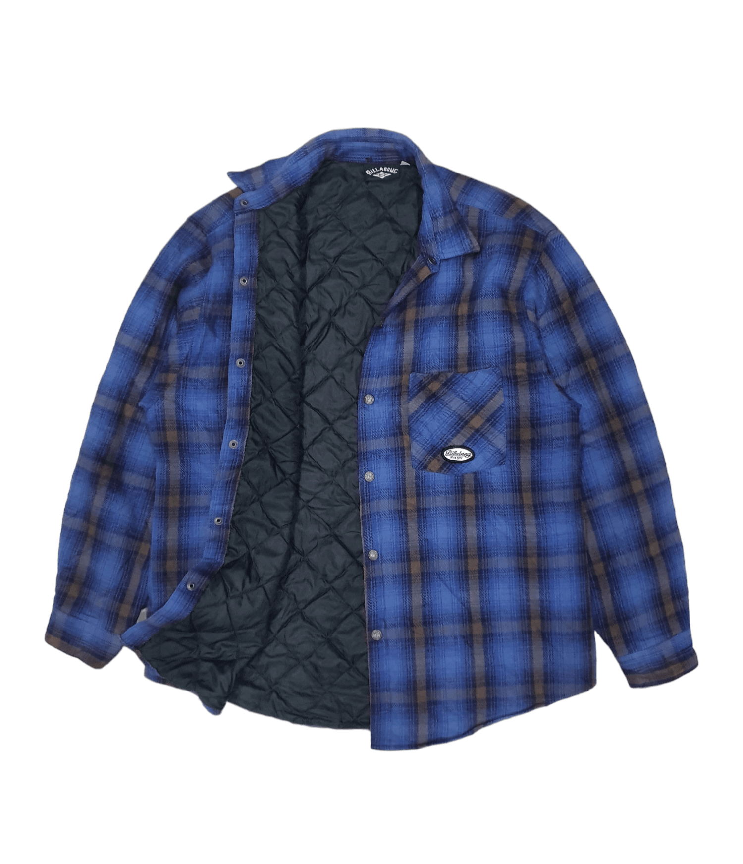 Rare 80s BILLABONG Plaid Checked Quilted Shirt Jacket