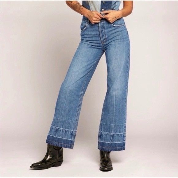 Current/Elliot Current Elliott "Navigator" Wide Leg Jeans 27 Doheny Wash He Size 27" / US 4 / IT 40 - 1 Thumbnail