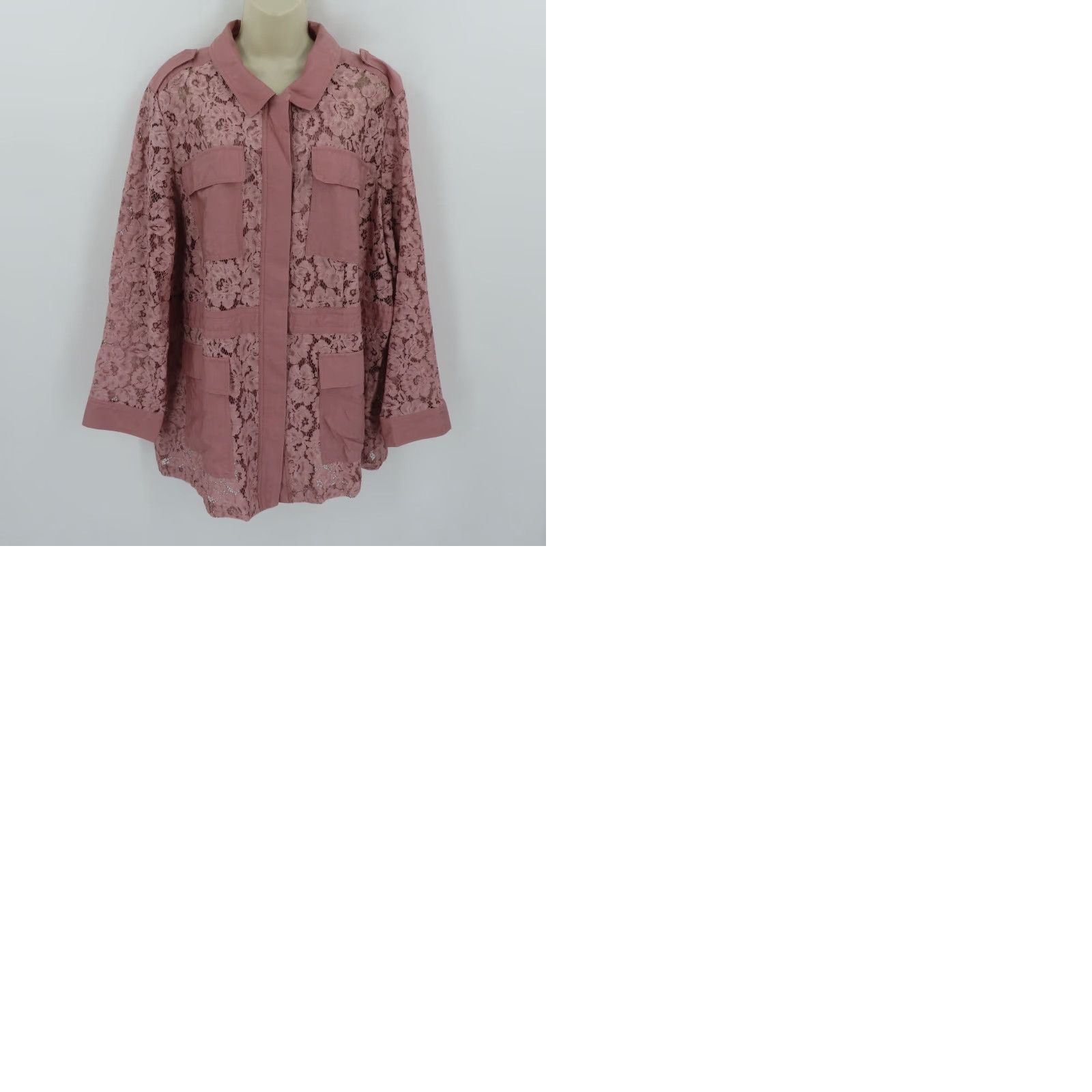 Vintage Lane Bryant Women 18/20 Purple Pink Floral Sheer Lace Long Sleeve Blouse NEW Size XXL / US 16-18 / IT 52-54 - 9 Thumbnail