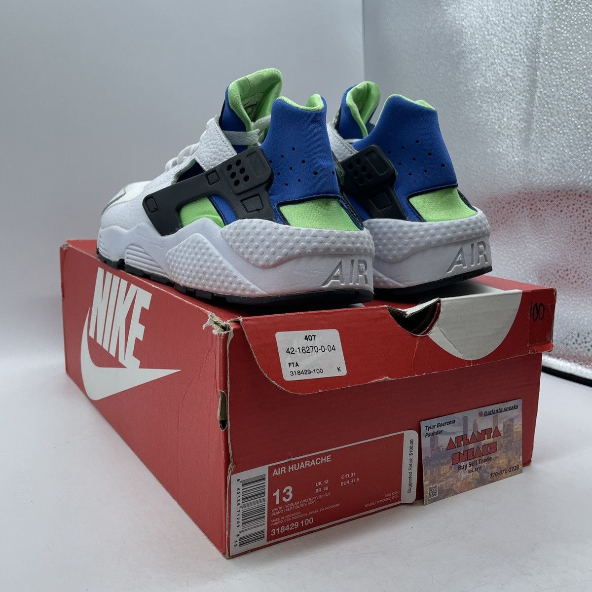 Nike Air huarache scream green Size US 13 / EU 46 - 4 Thumbnail