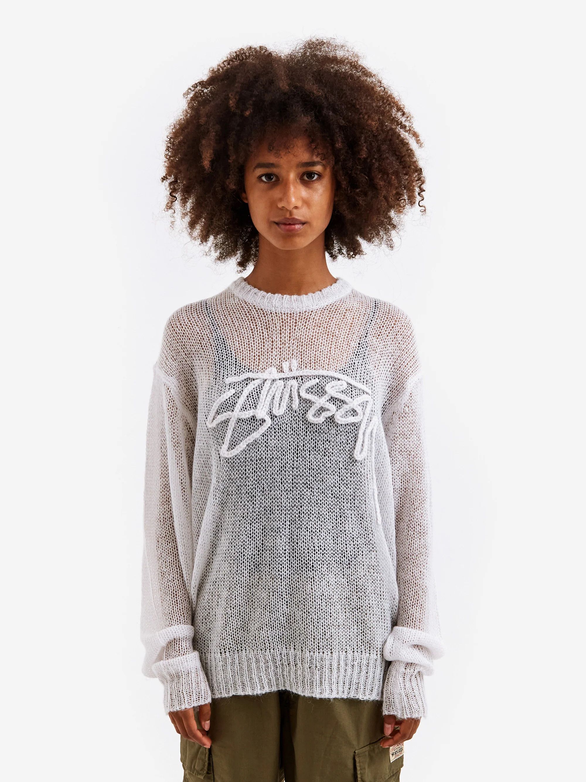 Stussy Stussy loose knit mohair logo sweater | Grailed