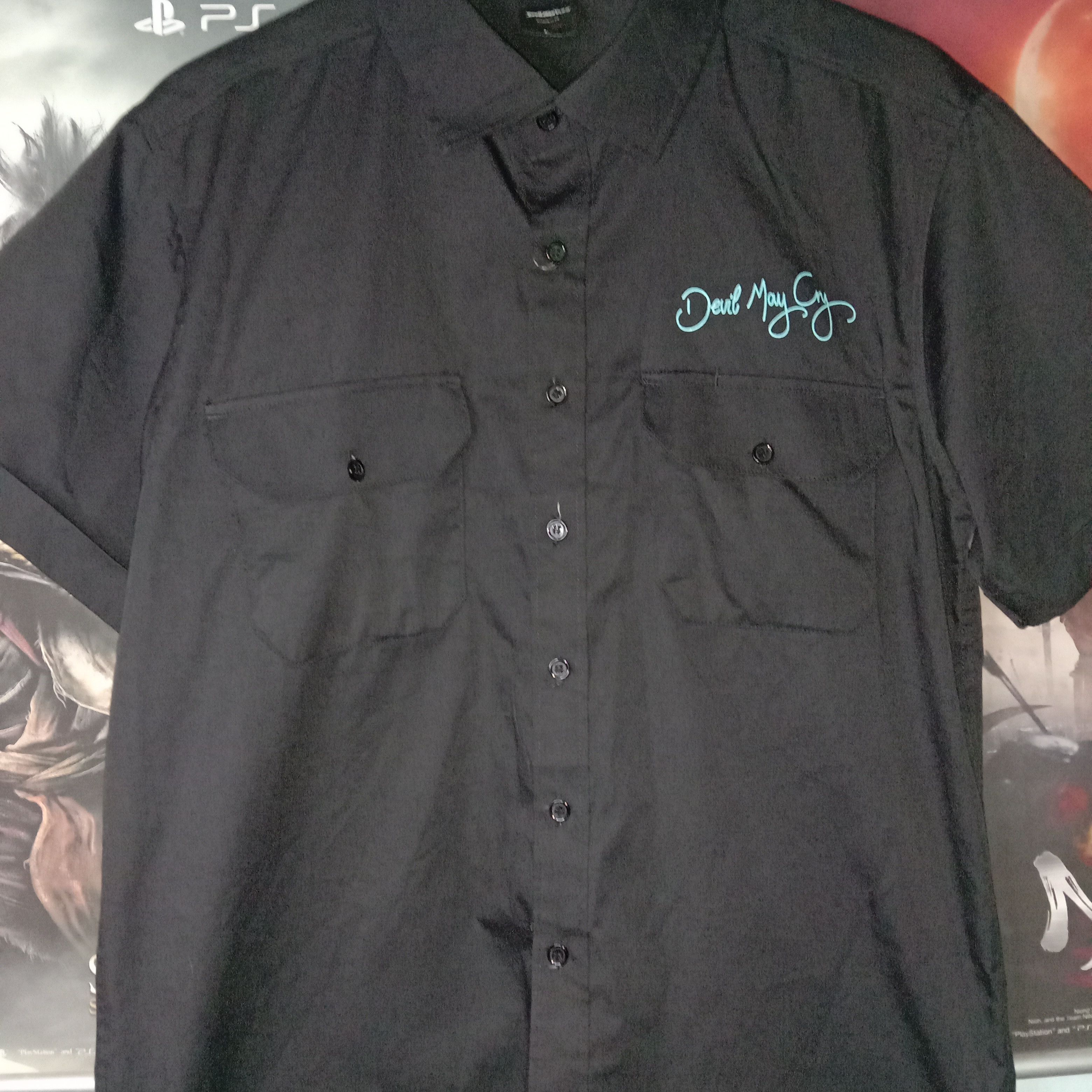 image of Work Shirt Devil May Cry 5 Ecapcom Limited Game Rare Vintag in Black, Men's (Size Large)