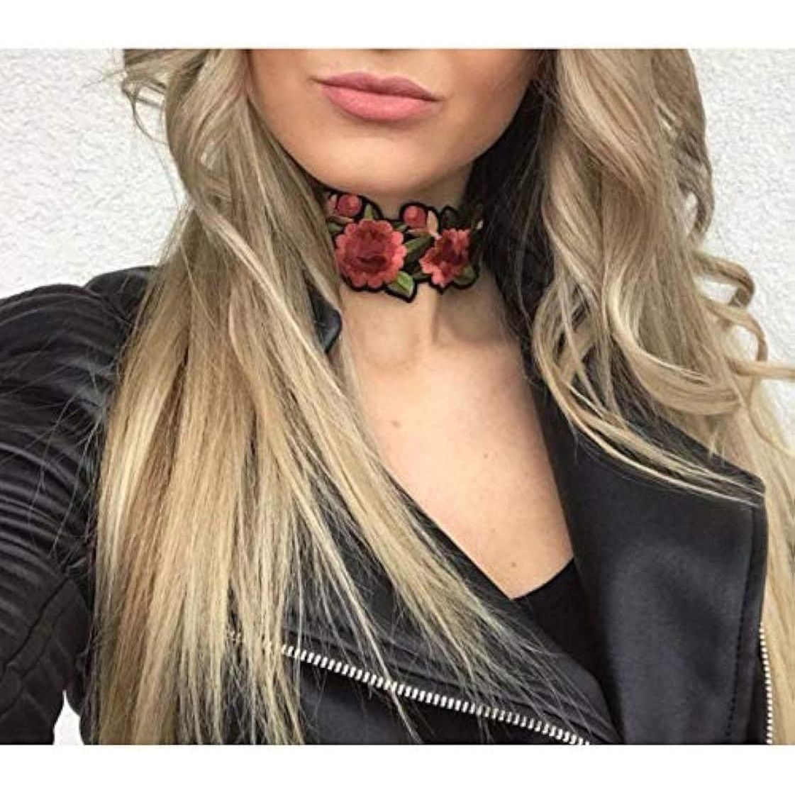 Other Embroidered Floral Choker Necklace Pink Green Black NWOT Size ONE SIZE - 16 Thumbnail