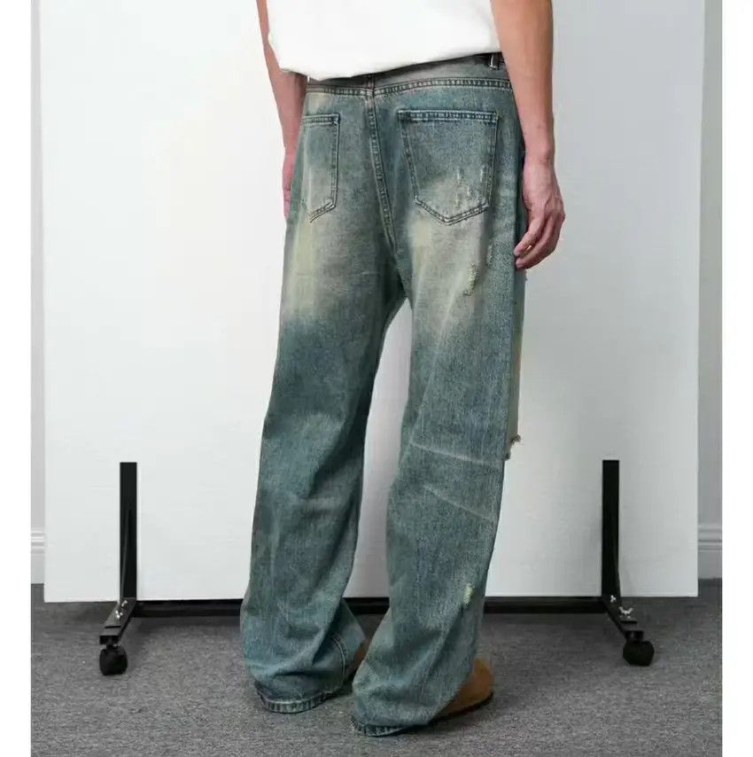 Designer × Japanese Brand Blue Distressed Baggy Denim Jeans Size US 33 - 6 Thumbnail