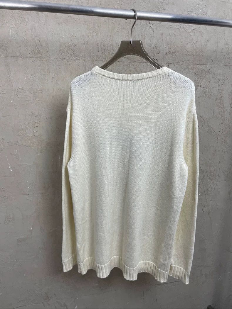 Loewe LOEWE White embroidered ribbon logo round neck sweater Size M / US 6-8 / IT 42-44 - 2 Thumbnail
