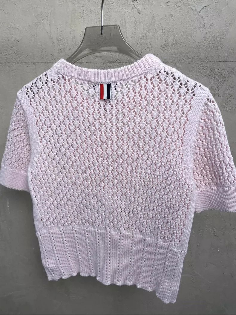 Thom Browne Thom Browne Pink shell lace knit short sleeves Size XS / US 0-2 / IT 36-38 - 4 Thumbnail