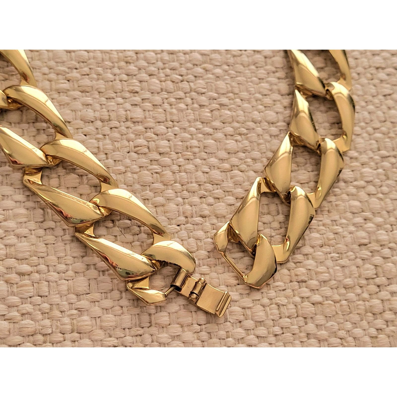 Other Vintage High-Polish Gold-Tone Articulated Curb Chain Choker Size ONE SIZE - 3 Thumbnail