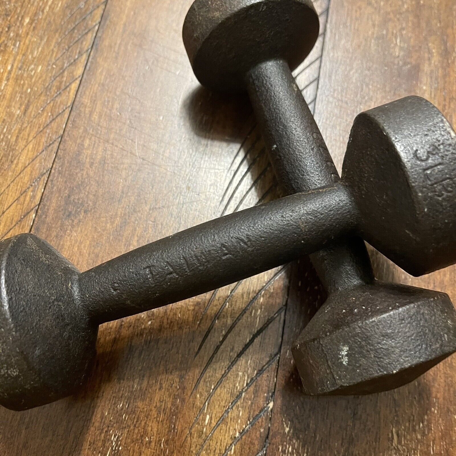 Other 2 Vtg 3 LB # Dumbbell Dumb Bell Set Pill Ends Taiwan Weights Size ONE SIZE - 4 Thumbnail