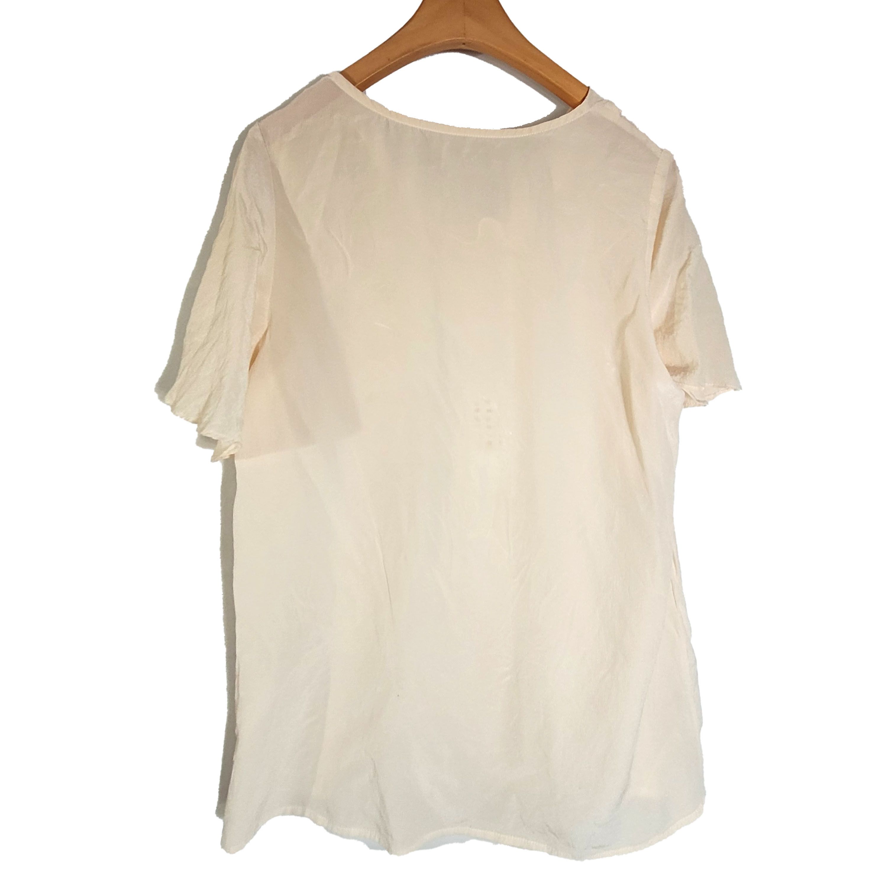 Other Women's 100% Silk Short Sleeve Top Shirt Light Stain SBK116 Size S / US 4 / IT 40 - 2 Thumbnail