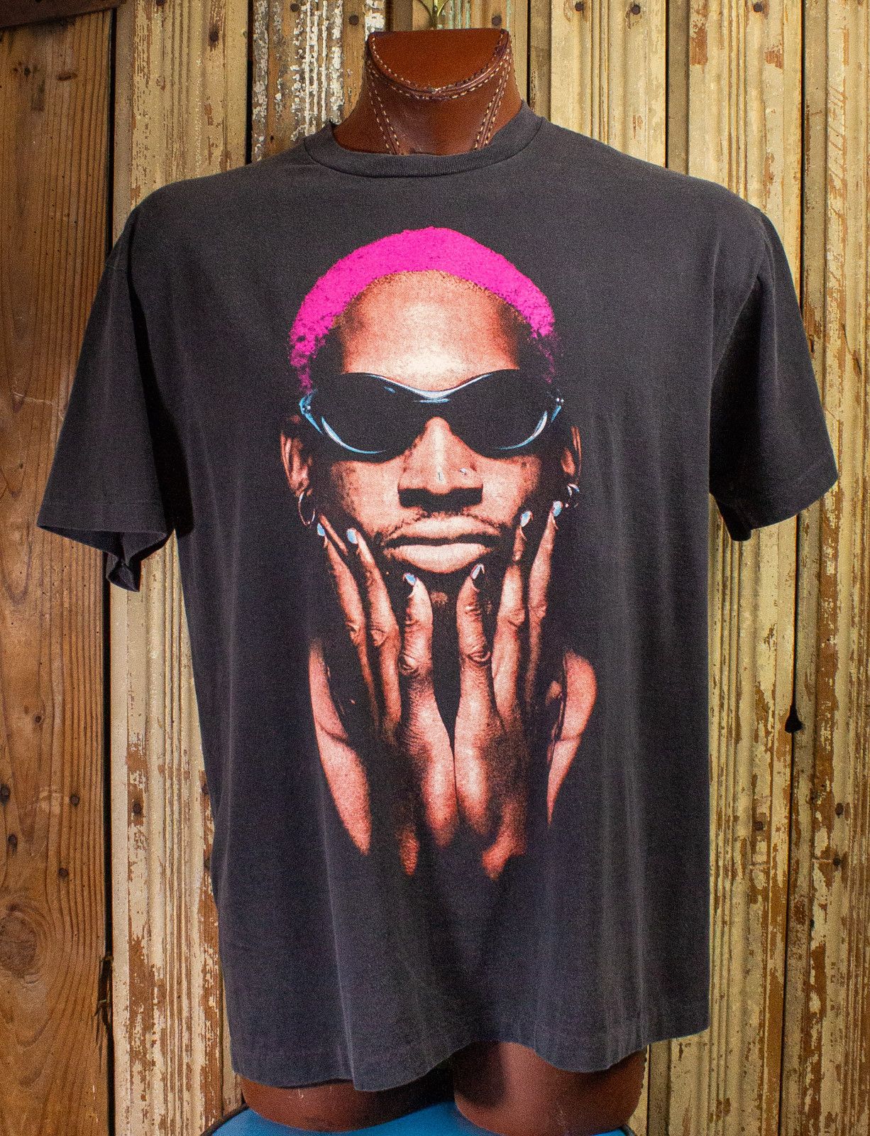 image of Vintage Dennis Rodman Out Of This World Graphic T Shirt 90's in Black, Men's (Size XL)