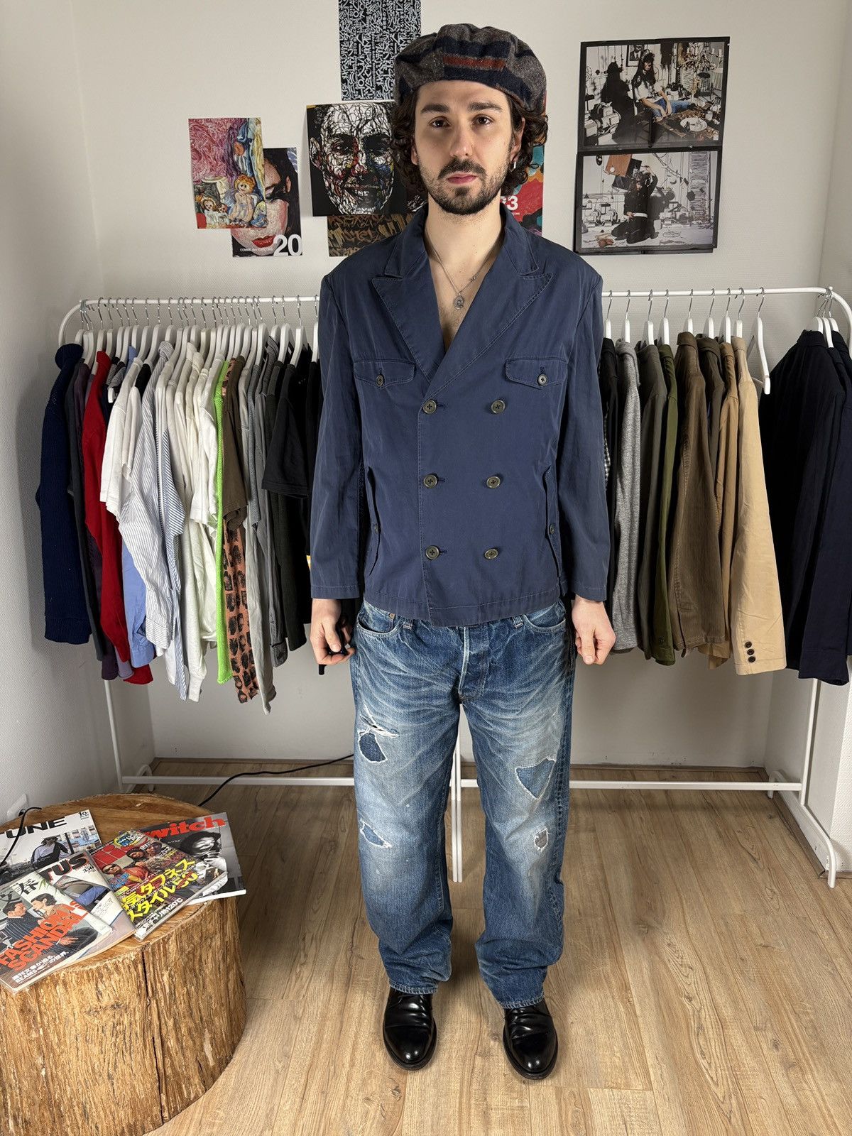 Yohji Yamamoto Yohji Yamamoto Asymetric Tailored Jacket Navy Size 48R - 2 Thumbnail