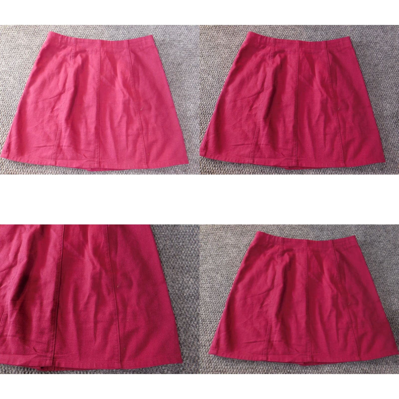 Vintage Harper Skirt A-Line Women Medium Red Knee Length Snap Casual Denim Cotton Modern Designer Size 32" / US 10 / IT 46 - 8 Thumbnail