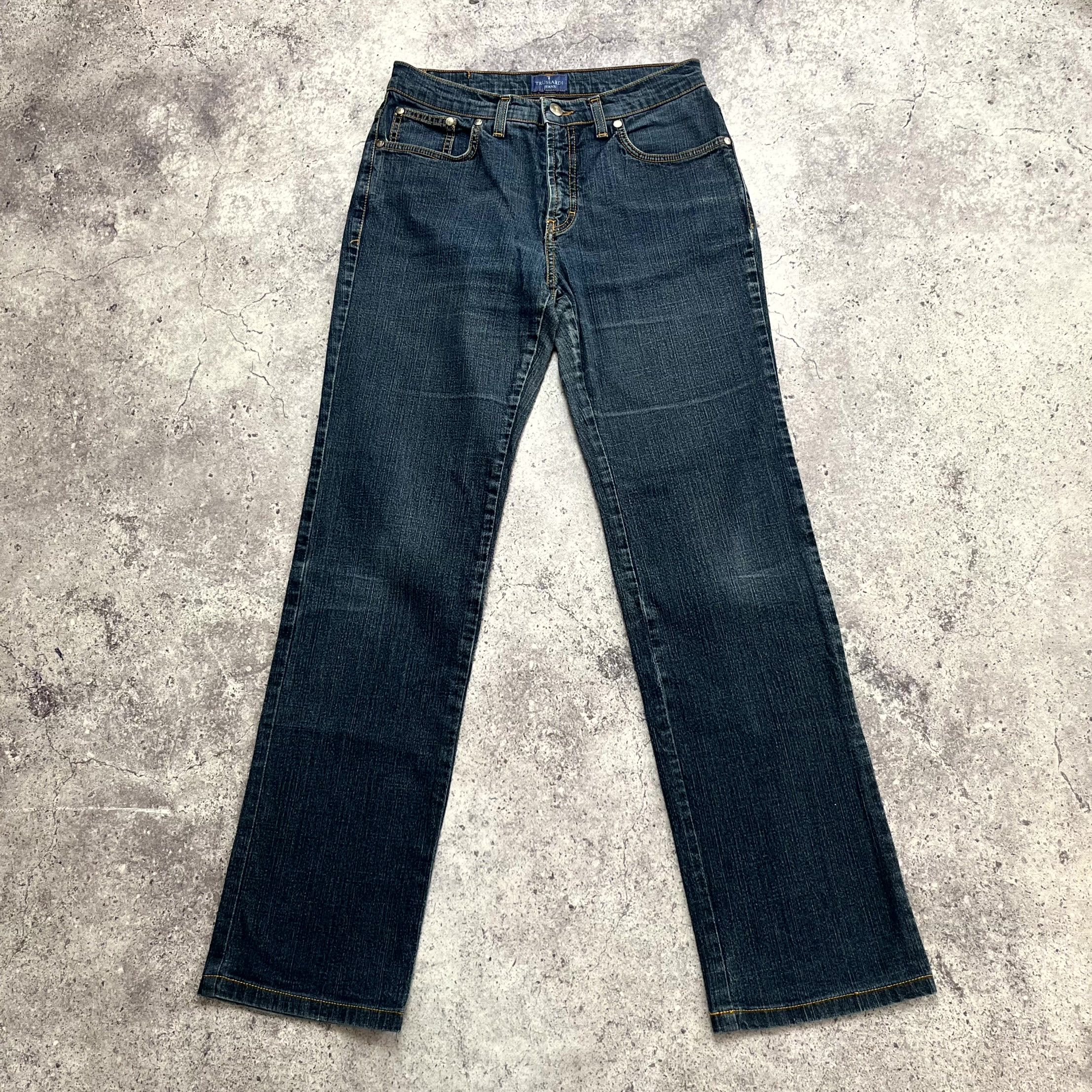 Trussardi Y2K Trussardi Navy Blue Straight Denim Jeans Size 29 UK 27 Size 29" - 1 Thumbnail