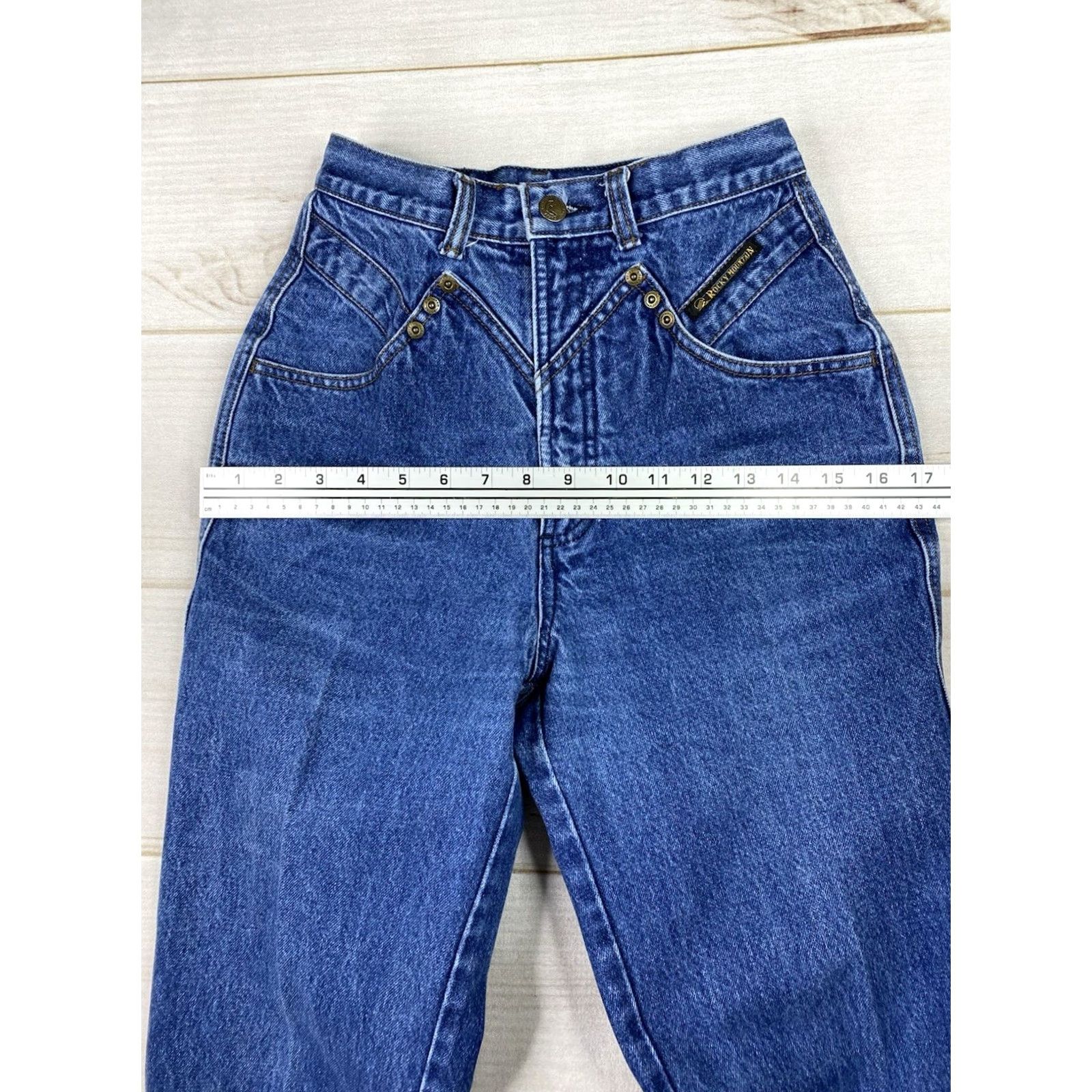 Vintage VINTAGE Rockies Jeans 26/3 Blue Hi Rise Western USA Made X-Long Yoke 90s Cowboy Festival Logo Jeans Women Regular Size 26/3 Blue Size 26" / US 2 / IT 38 - 5 Thumbnail