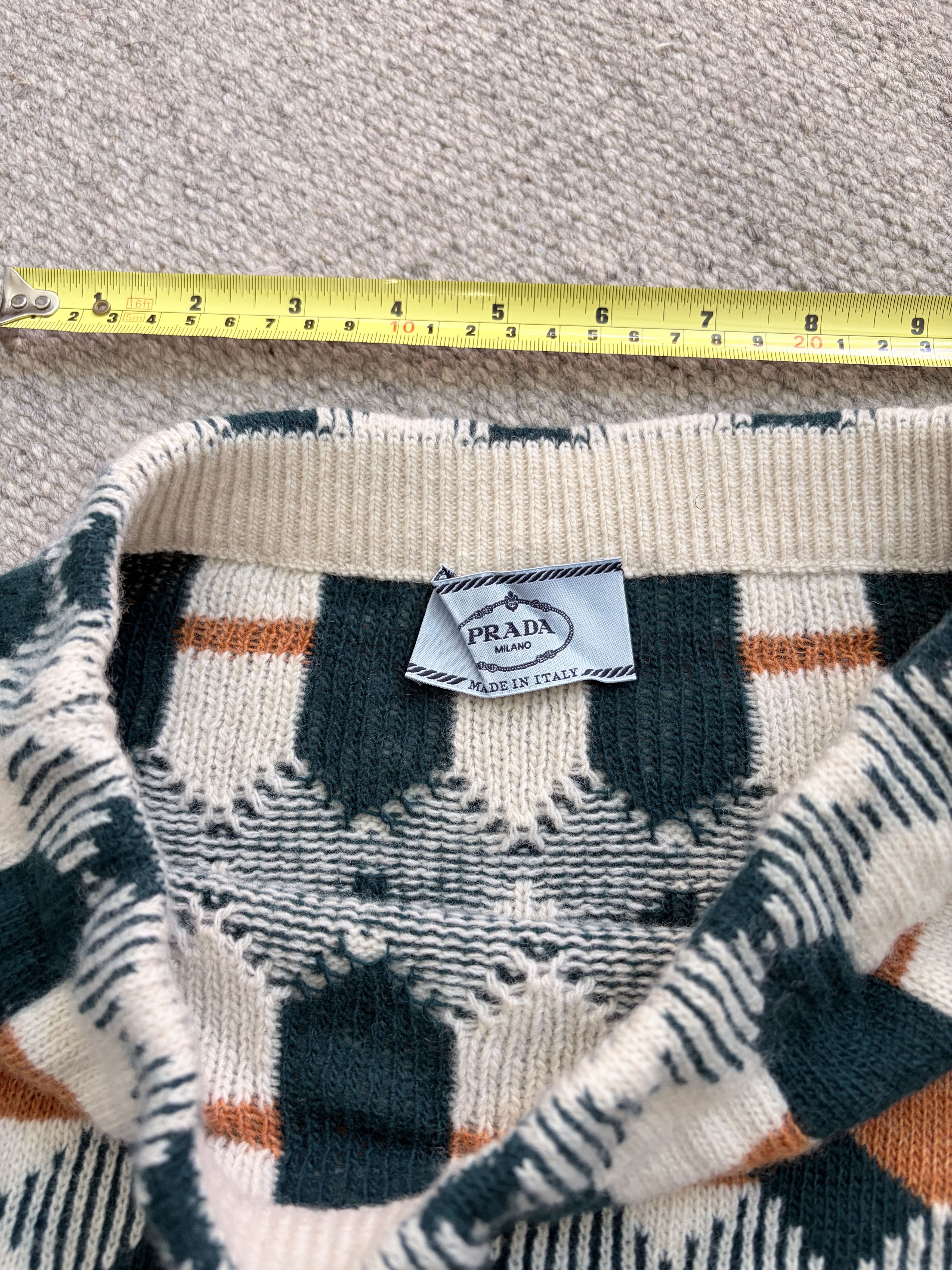 Prada Prada Milano Knit Skirt / IT 38 / Cream Teal Orange Size 28" / US 6 / IT 42 - 4 Thumbnail