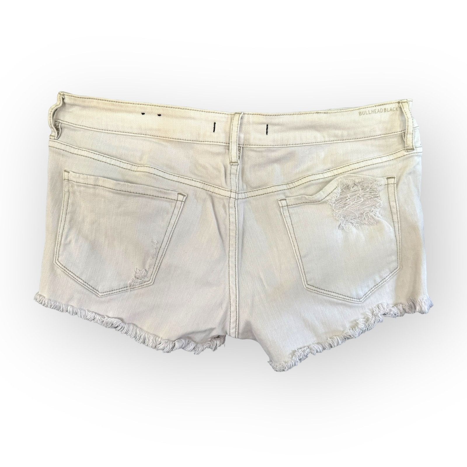 Bullhead Denim Co. Bullhead Black Ladies White Distressed Cut-Off Shorts |Sz 11 Size 32" / US 10 / IT 46 - 3 Thumbnail