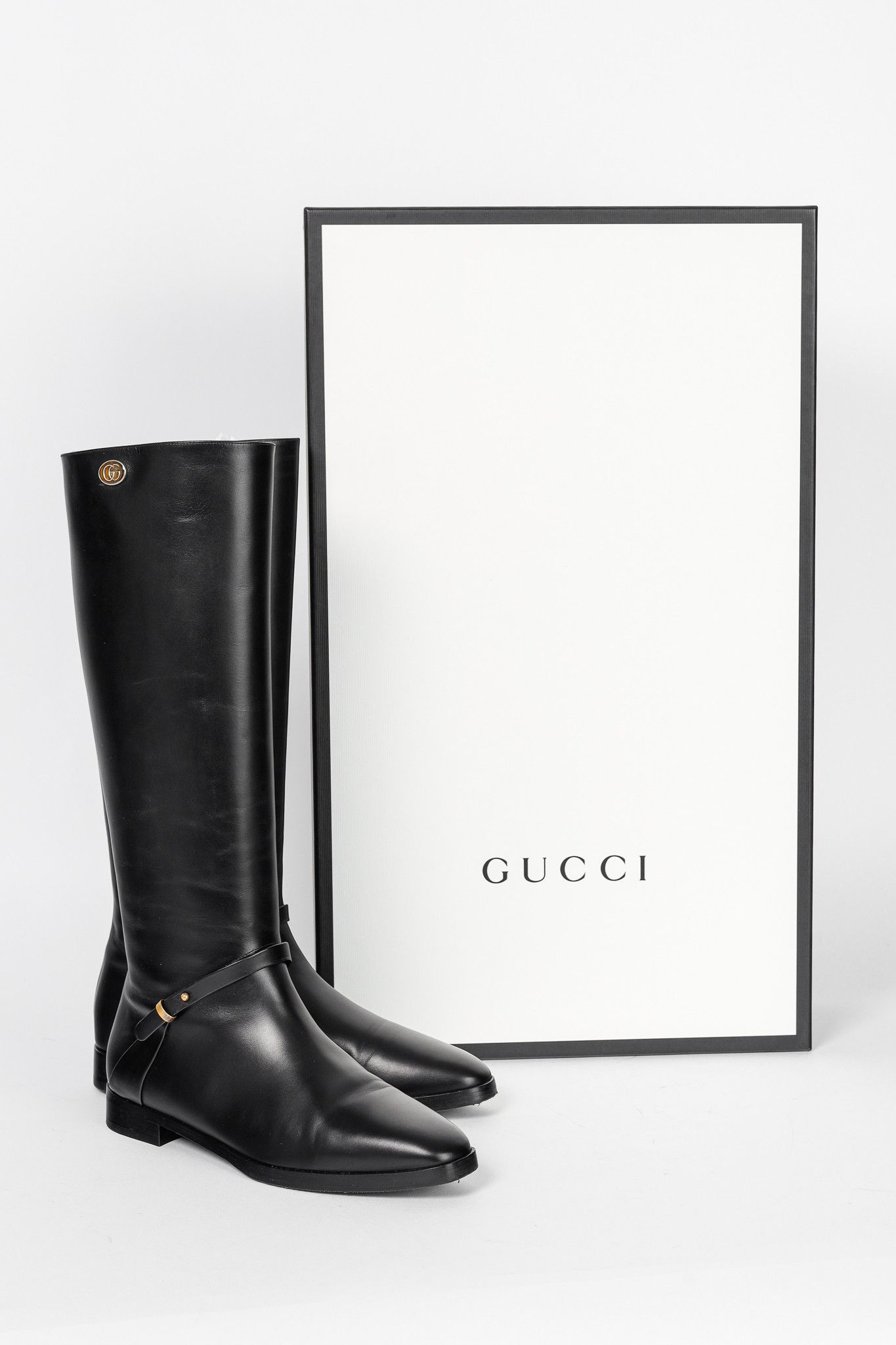 Gucci Gucci Rosie Black Elite Calf Leather Riding Boots Size US 8.5 / IT 38.5 - 13 Thumbnail
