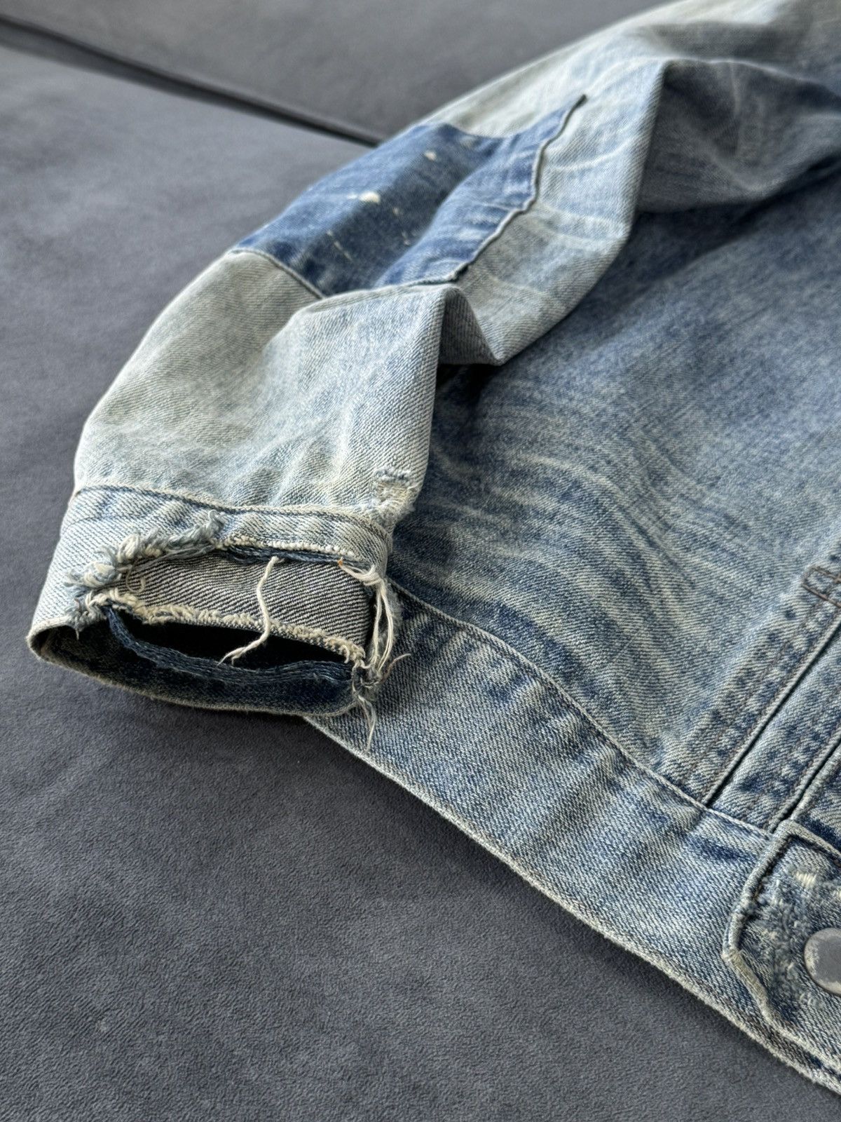Allsaints Allsaints Patchwork Factory Distressed Y2K Denim Jacket Size M / US 6-8 / IT 42-44 - 7 Thumbnail