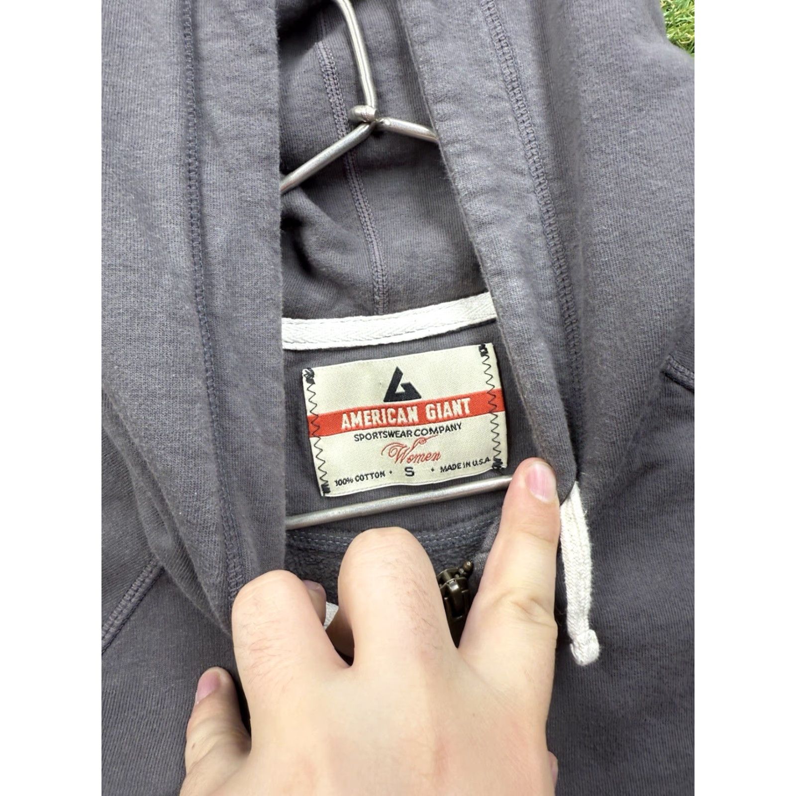 Vintage American Giant Hoodie Womens Small Gray Full Zip Sweatshirt with Pockets Regular Fit Size S / US 4 / IT 40 - 3 Thumbnail