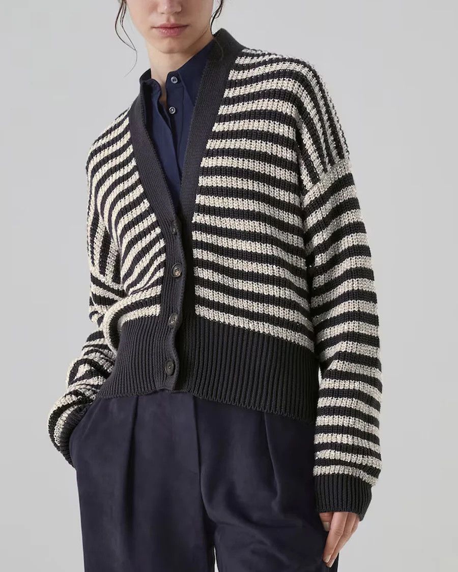 Brunello Cucinelli o1la1rc1a0325 Cardigan in Dark Grey Size M / US 6-8 / IT 42-44 - 2 Thumbnail