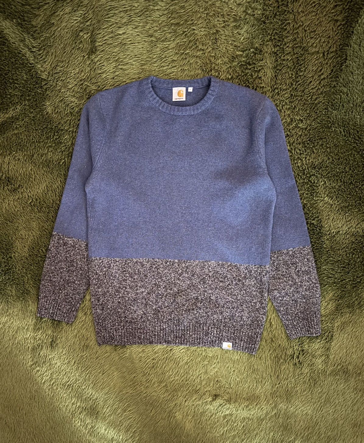 Carhartt Wip [L] Carhartt WIP Two-Tone WELCH Sweater Knit Navy / Grey Size US L / EU 52-54 / 3 - 1 Thumbnail
