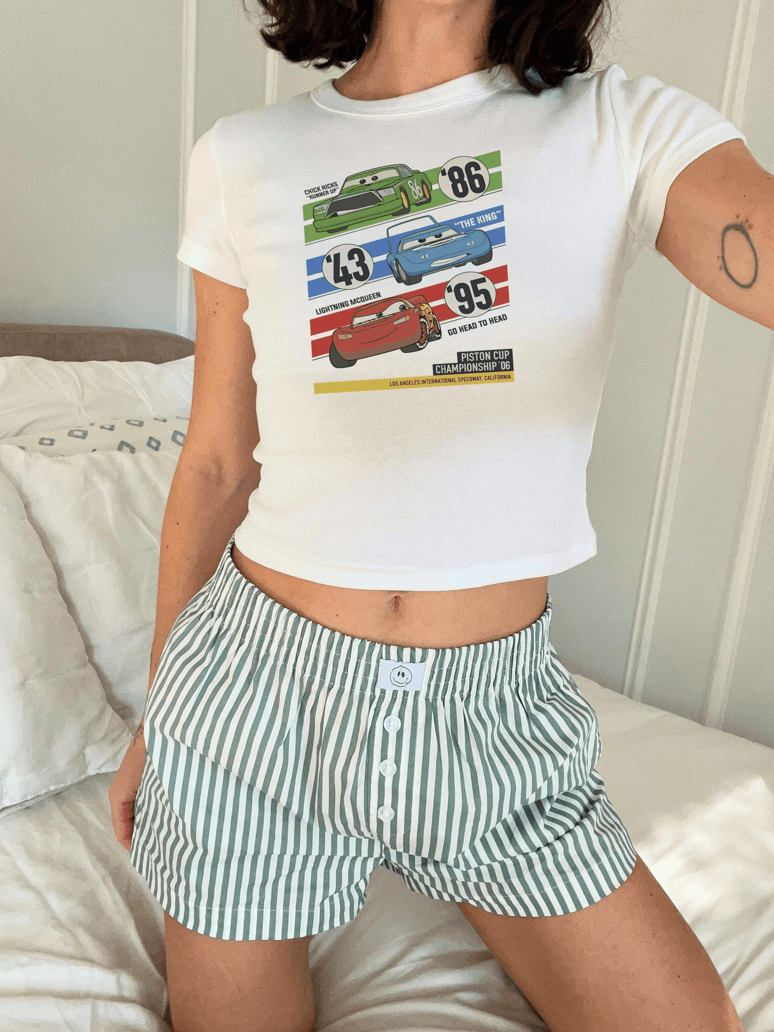 Other Cars Champions Crop Tank – Radiator Springs Y2K Baby Tee Size XS / US 0-2 / IT 36-38 - 1 Thumbnail
