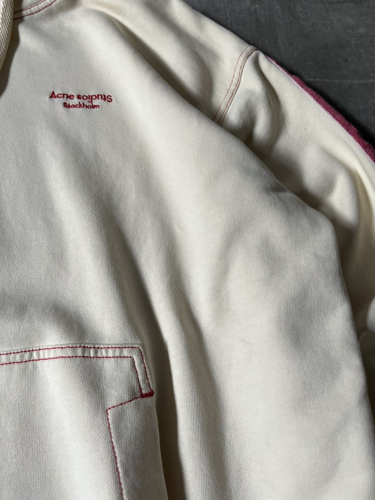 Acne Studios Acne Studios cream red striped hoodie basic Size US XS / EU 42 / 0 - 9 Thumbnail