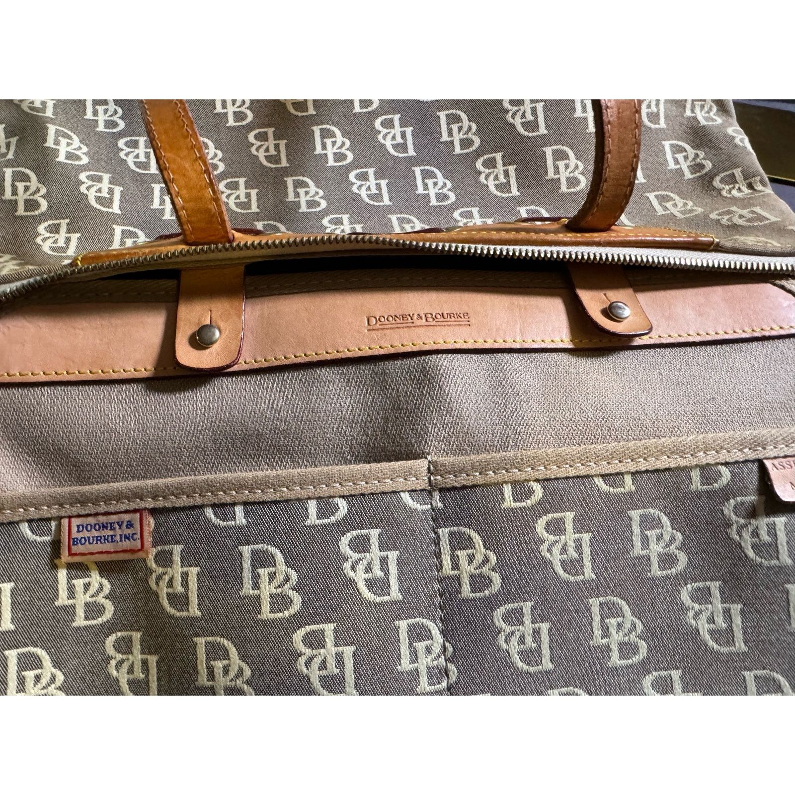 Dooney & Bourke Dooney & Bourke Dark Grey Logo w/ Leather Trim & Tassels EUC Size ONE SIZE - 13 Thumbnail