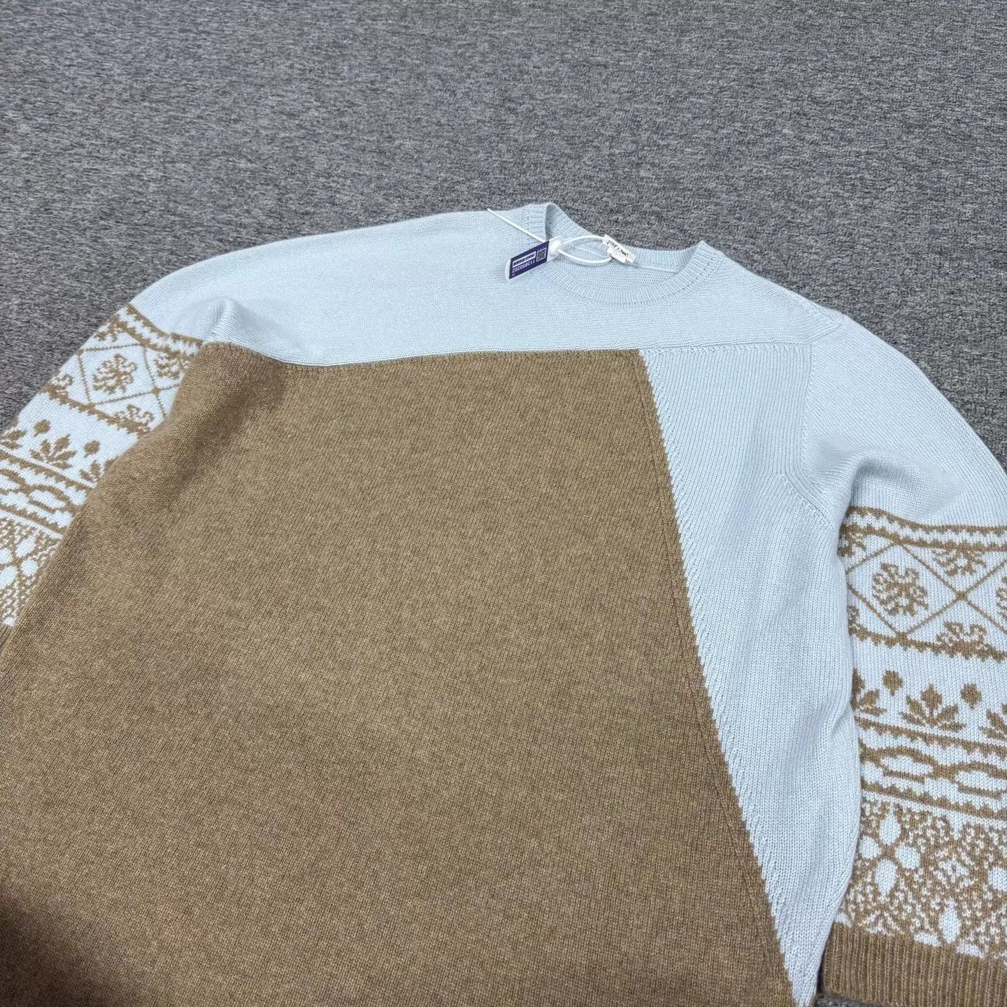 Hermes Hermes Camel L.Blue Colorblocked Cashmere Oversized Knit Size S / US 4 / IT 40 - 3 Thumbnail