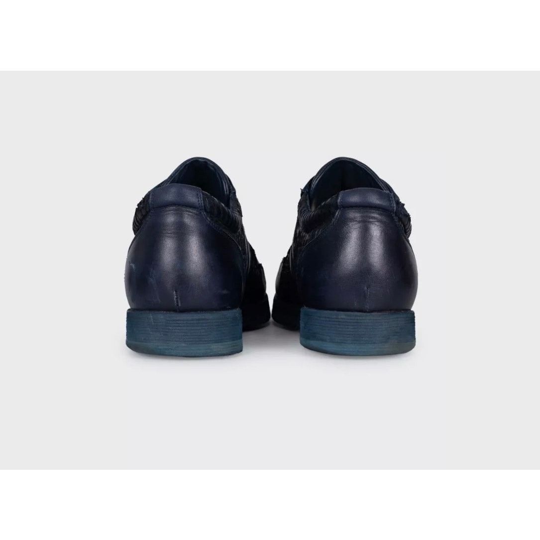 Zilli Zilli Blue Leather & Snakeskin Sneakers EU43.5 Size US 10.5 / EU 43-44 - 4 Thumbnail