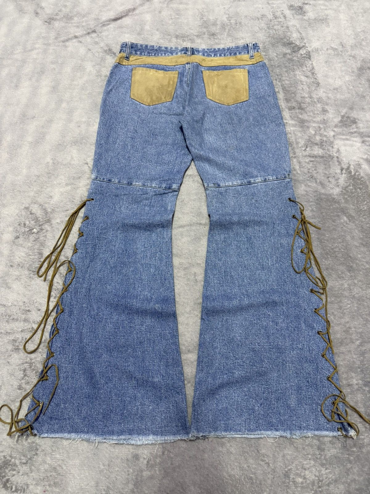 5351 POUR LES HOMMES × Japanese Brand × Tornado Mart Romantic Mocha Western Panel Lace Up Flared Jeans Size US 30 / EU 46 - 2 Thumbnail